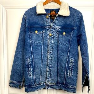 Vintage Superdry Men’s Size Large Distressed Jean Jacket Lined Sherpa Body Coat